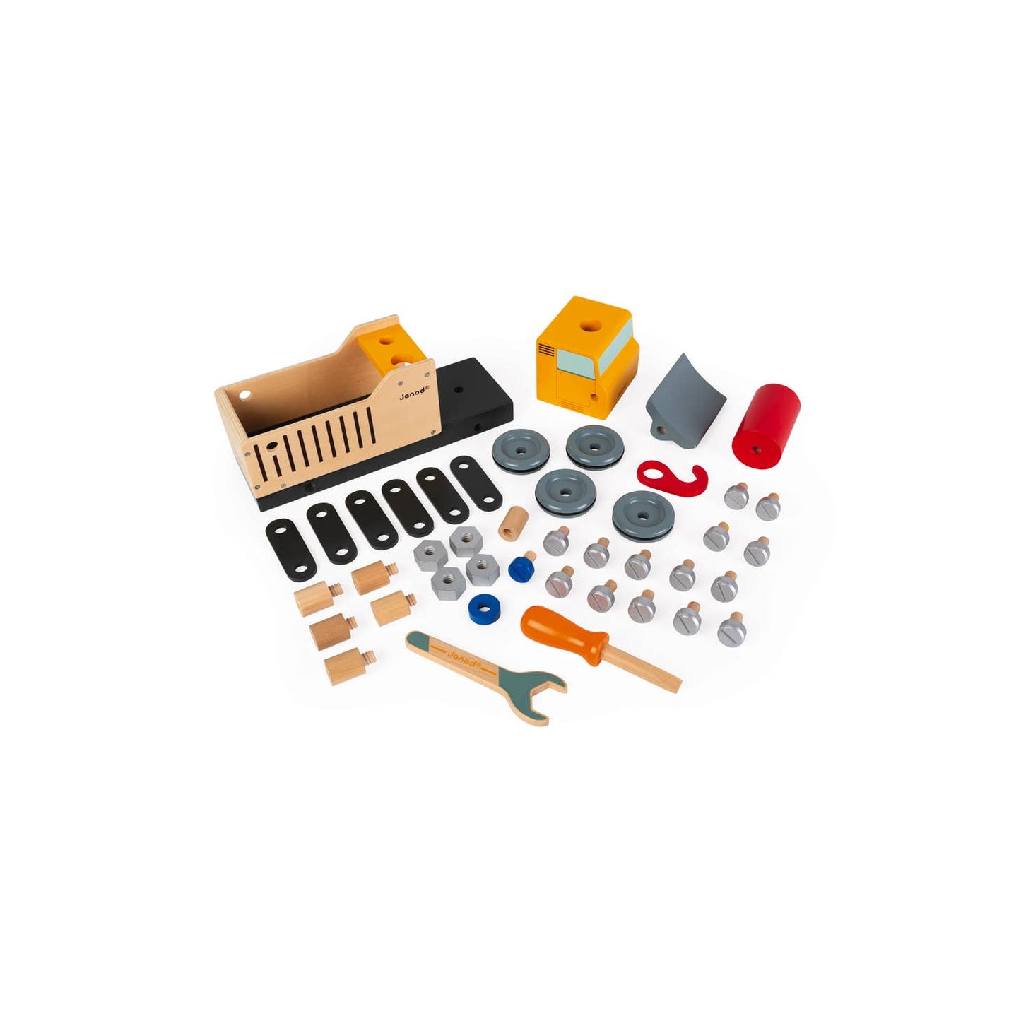 janod brico kids construction truck / 2 toys in 1: a construction game to reassemble a magnificent construction lorry using the many nuts, plates and screws provided. Once assembled, children can let their imaginations run wild to create grand adventures with this fully- fledged toy!
