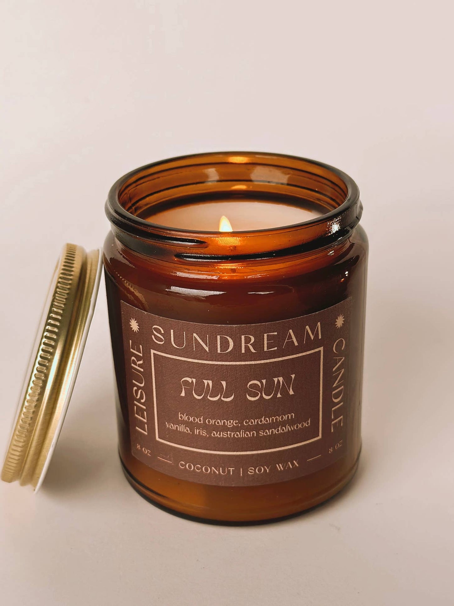 Sundream full sun candle hand poured in southern California with cardamom and vanilla notes