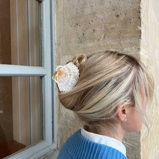 hand painted seashell claw clip by solar eclipse