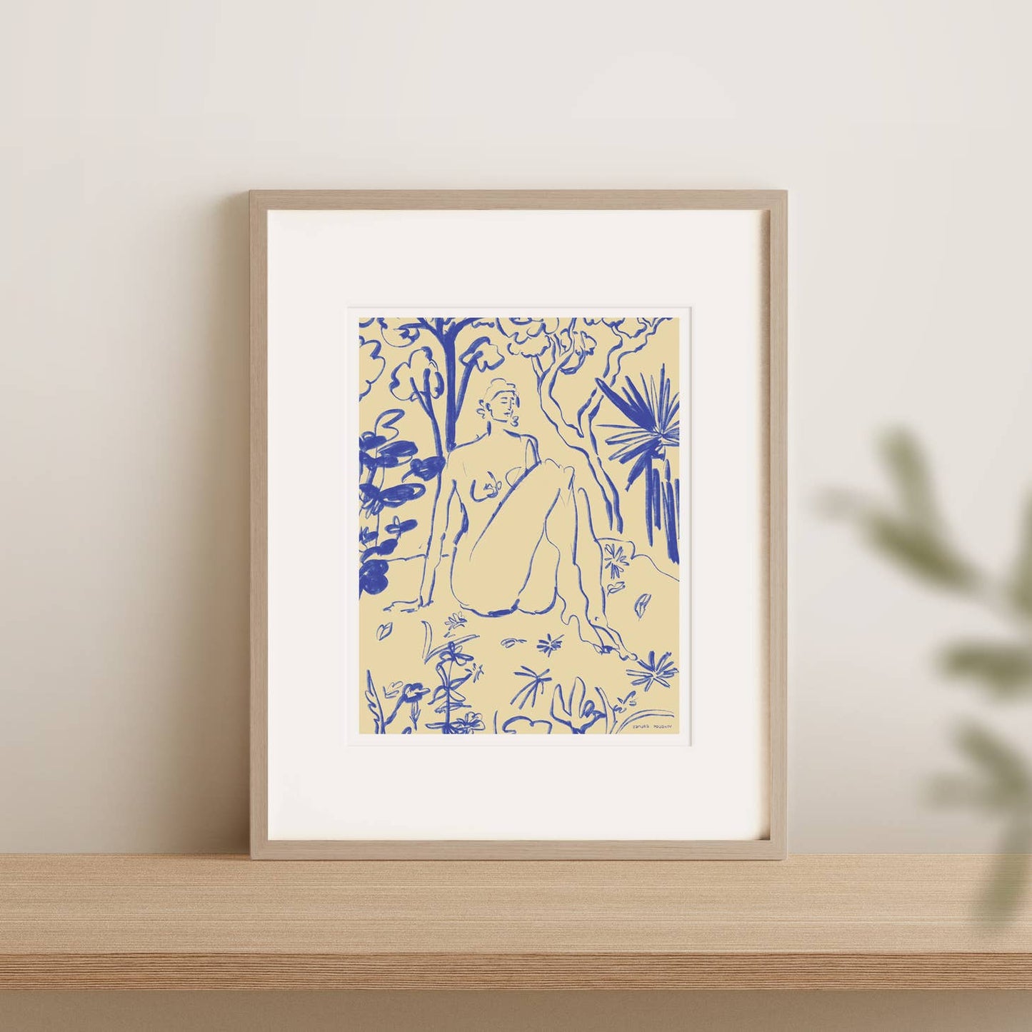 The Blue Lady Print by Someday Studio. Measures 8 x 10", printed on premium paper and packaged in 100% compostable cello sleeve.