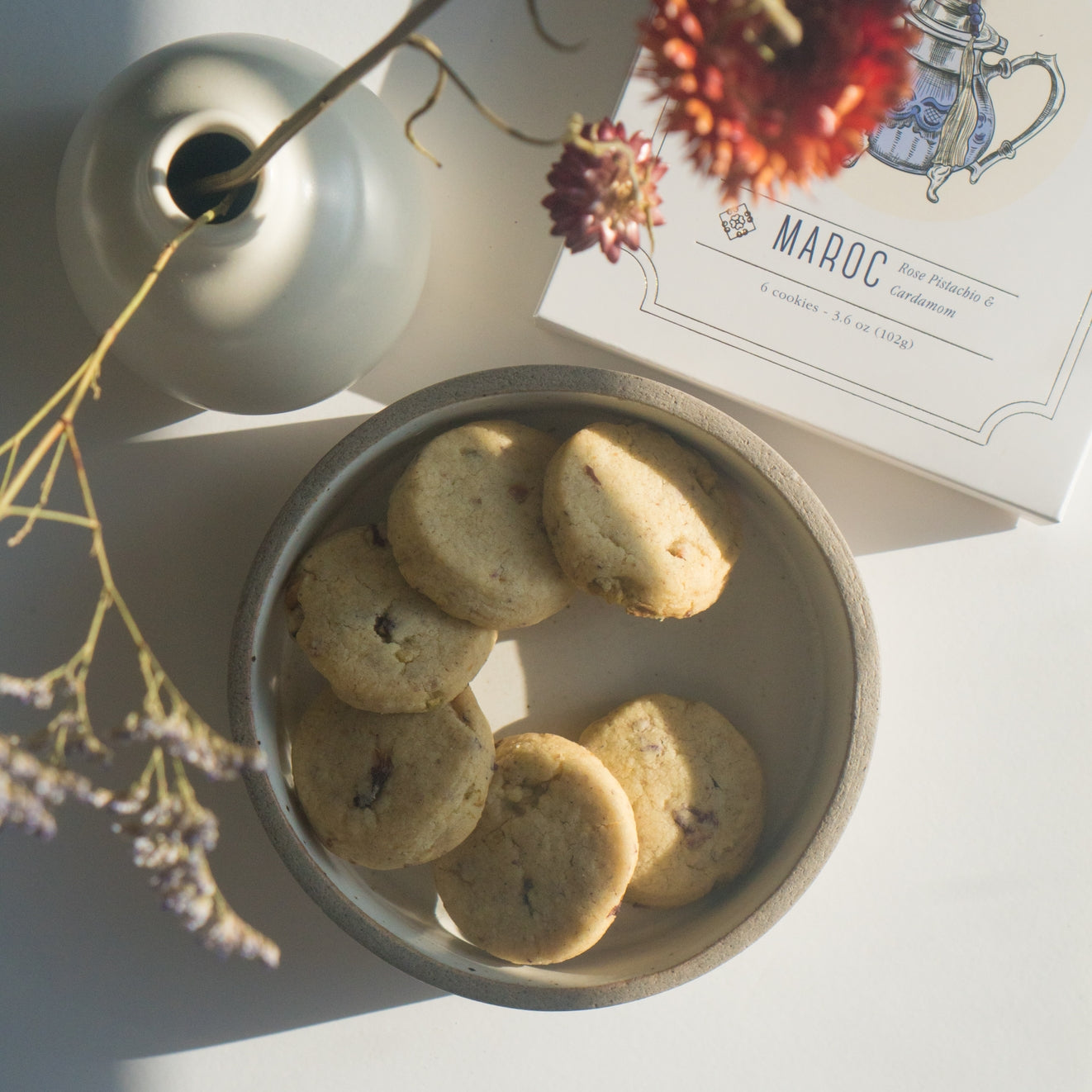 Maroc Shortbread Butter Cookies - Rose Pistachio Cardamom Cookies