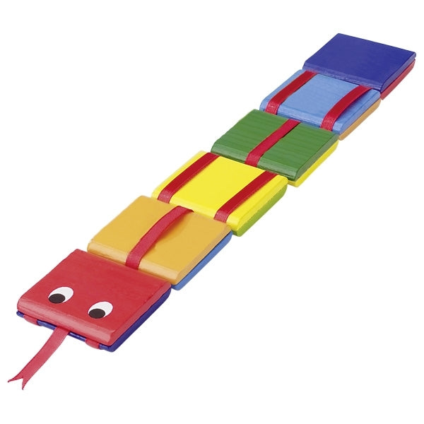 How does it work? If you fold the head with your thumb and index finger, a little tile rattles down the snake. Enhances motor skills and logical thinking.