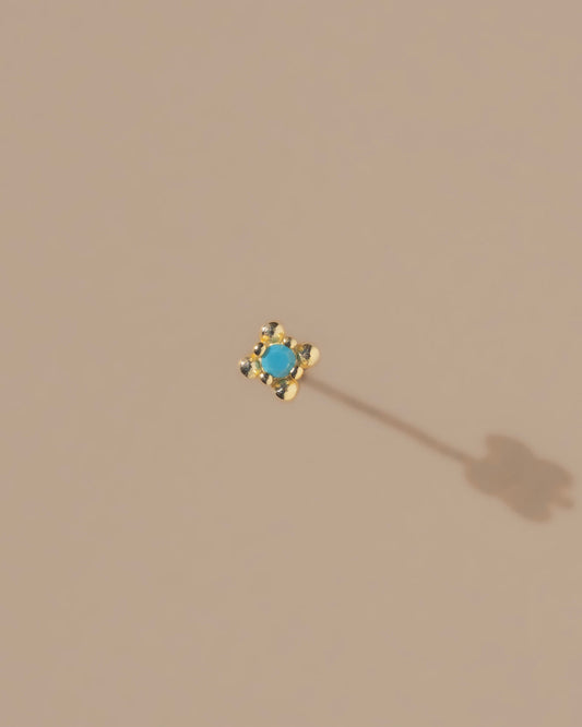 apline stud earrings - A tiny vibrant opal or turquoise stud earring set in a hand carved boulder settings, a perfect small shimmering pop of color. Handmade in the Santa Cruz Mountains.