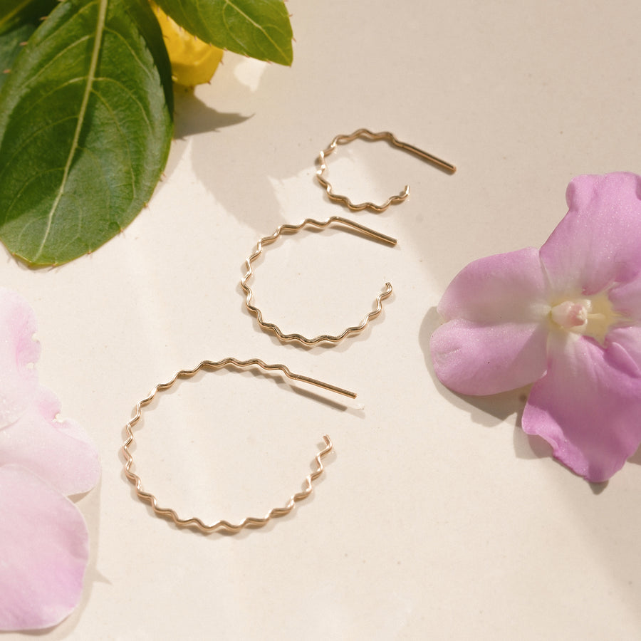 baleen jewelry gold filled krinkle hoop earrings