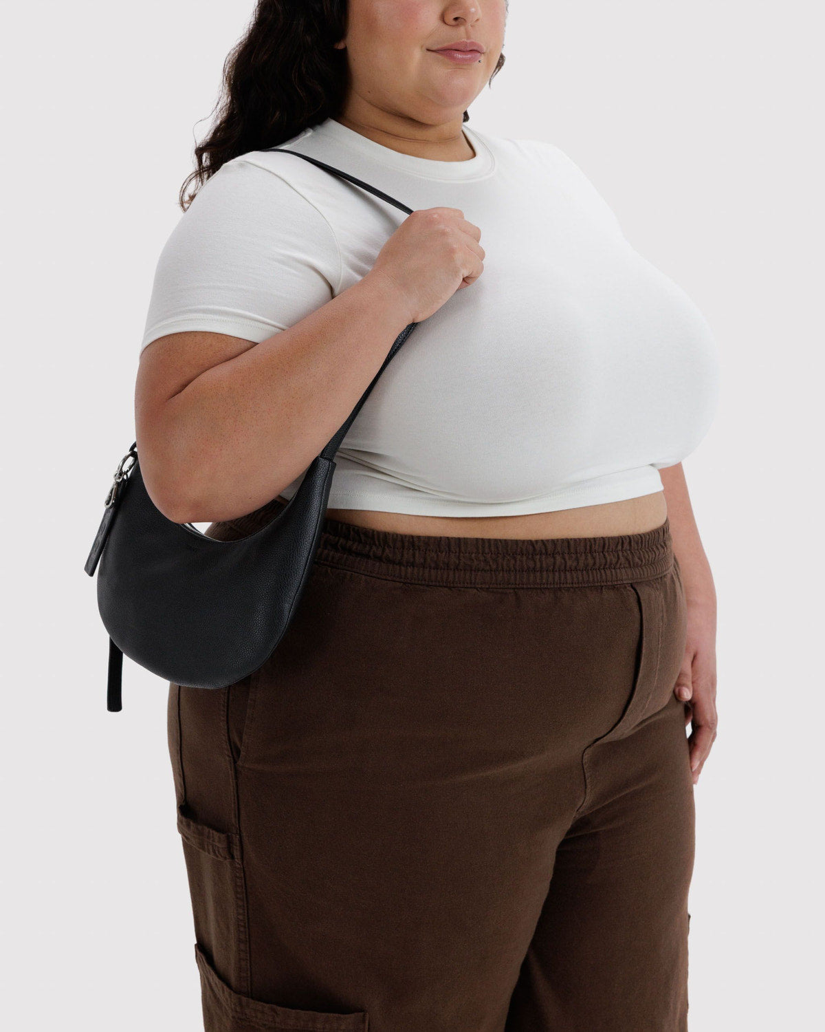 Baggu Small Recycled Leather Flat Crescent Bag