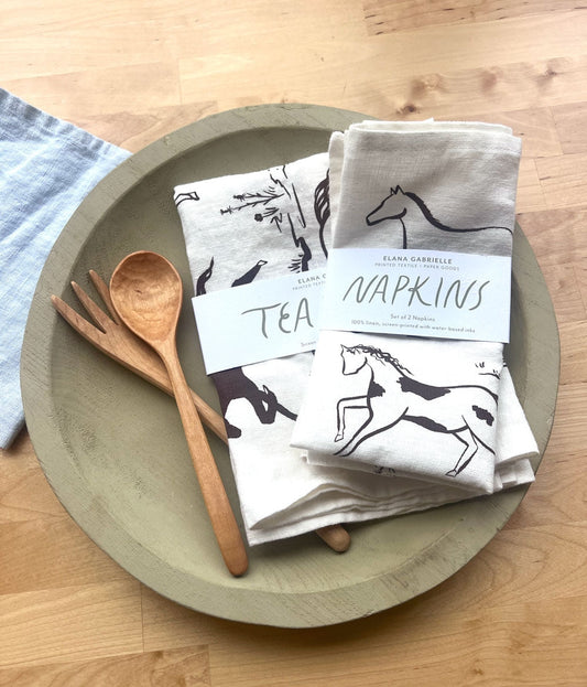 Wild Horses Linen Tea Towel