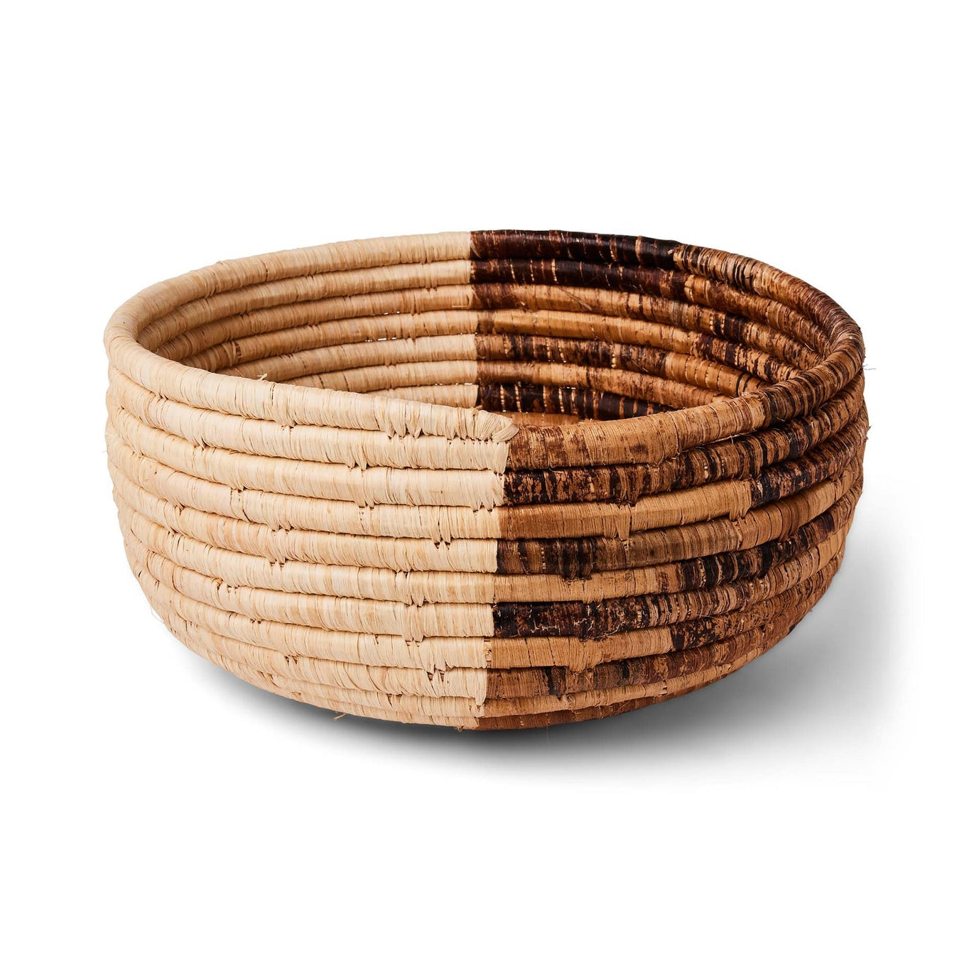 These chic home accessories can be beautiful accent decor in your home office or the perfect size for a deep fruit basket on your countertop. Handmade in Rwanda from all natural fibers of Raffia.