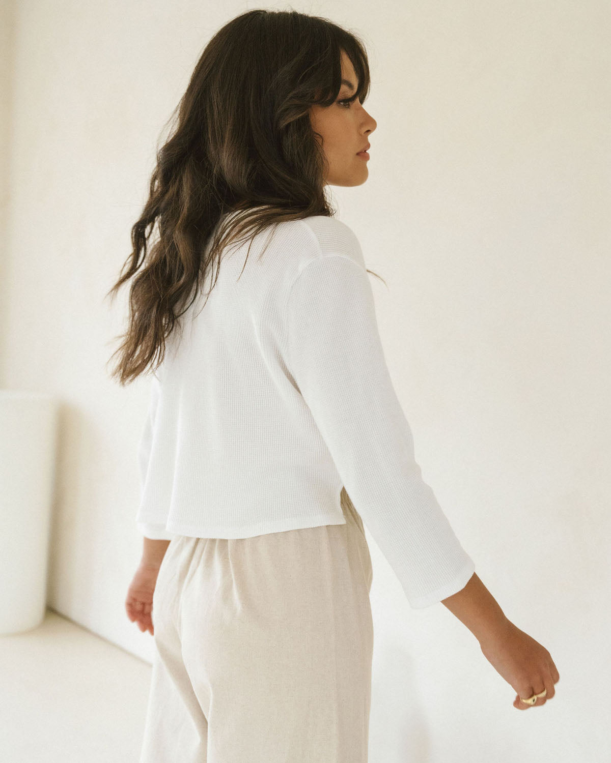 harly jae james blouse in white handmade in Vancouver with organic cotton
