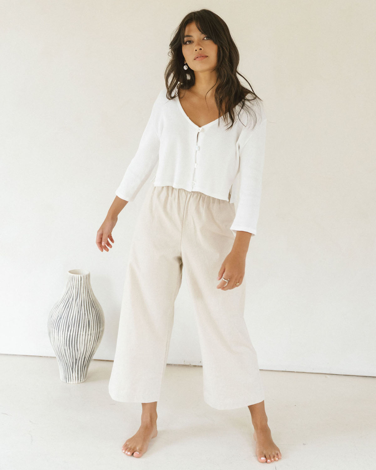 harly jae james blouse in white handmade in Vancouver with organic cotton