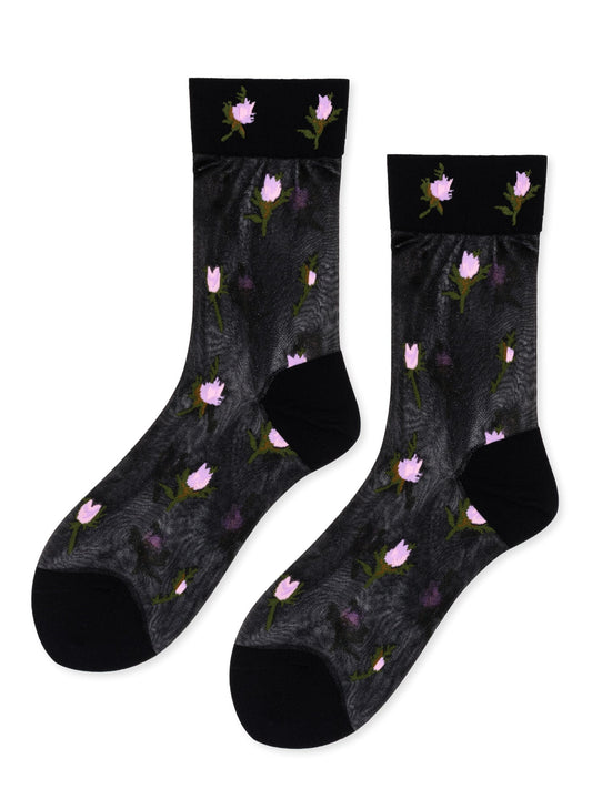 Rosebud Sheer Crew Socks