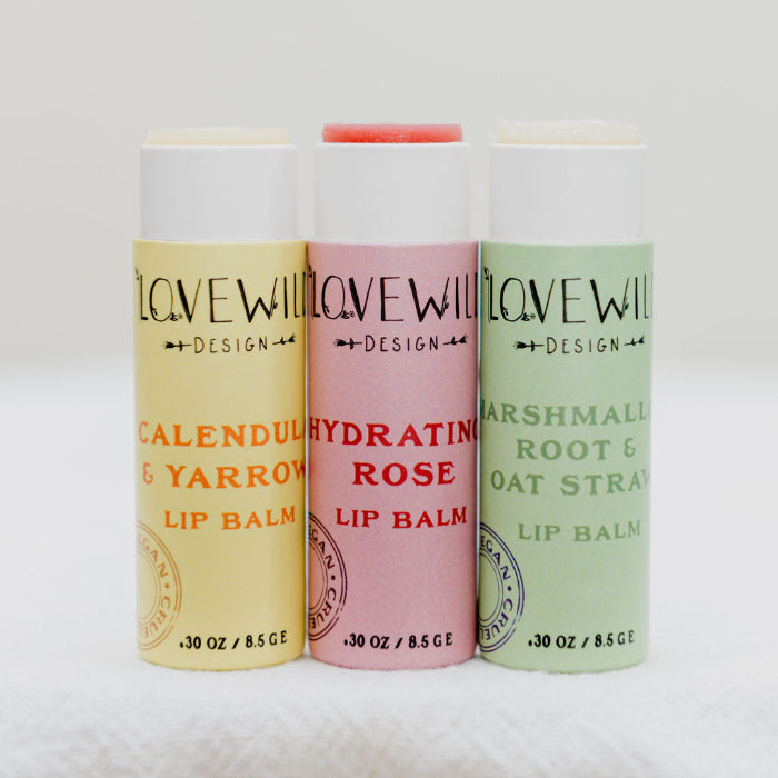 Moisturizing lip balm made with organic oils infused with calendula, plantain, and yarrow- herbs known to soothe, protect, and support healing. Unscented.