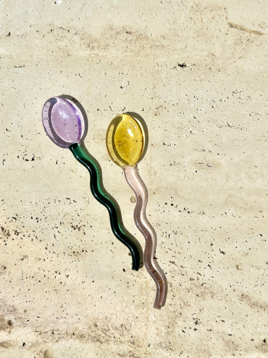 Squiggle Glass Mug + Stir Spoon Set