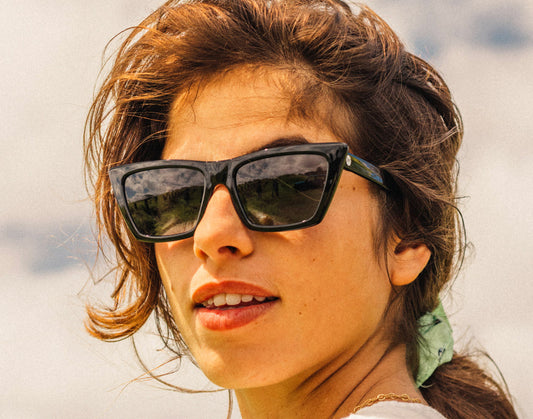 Eco-friendly polarized sunglasses made from recycled plastic. Timeless cat eye where bold lines meet a playful shape to create the perfect versatile classic pair of shades. Made from recycled materials with polarized lenses and medium eye coverage.