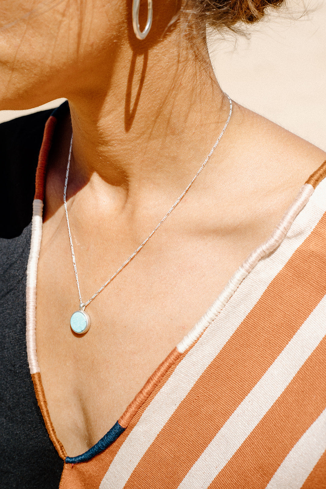 Handmade stone necklace featuring ethically sourced stones on gold-fill or sterling silver, sturdy figaro chain. These are heirloom pieces to hand down.