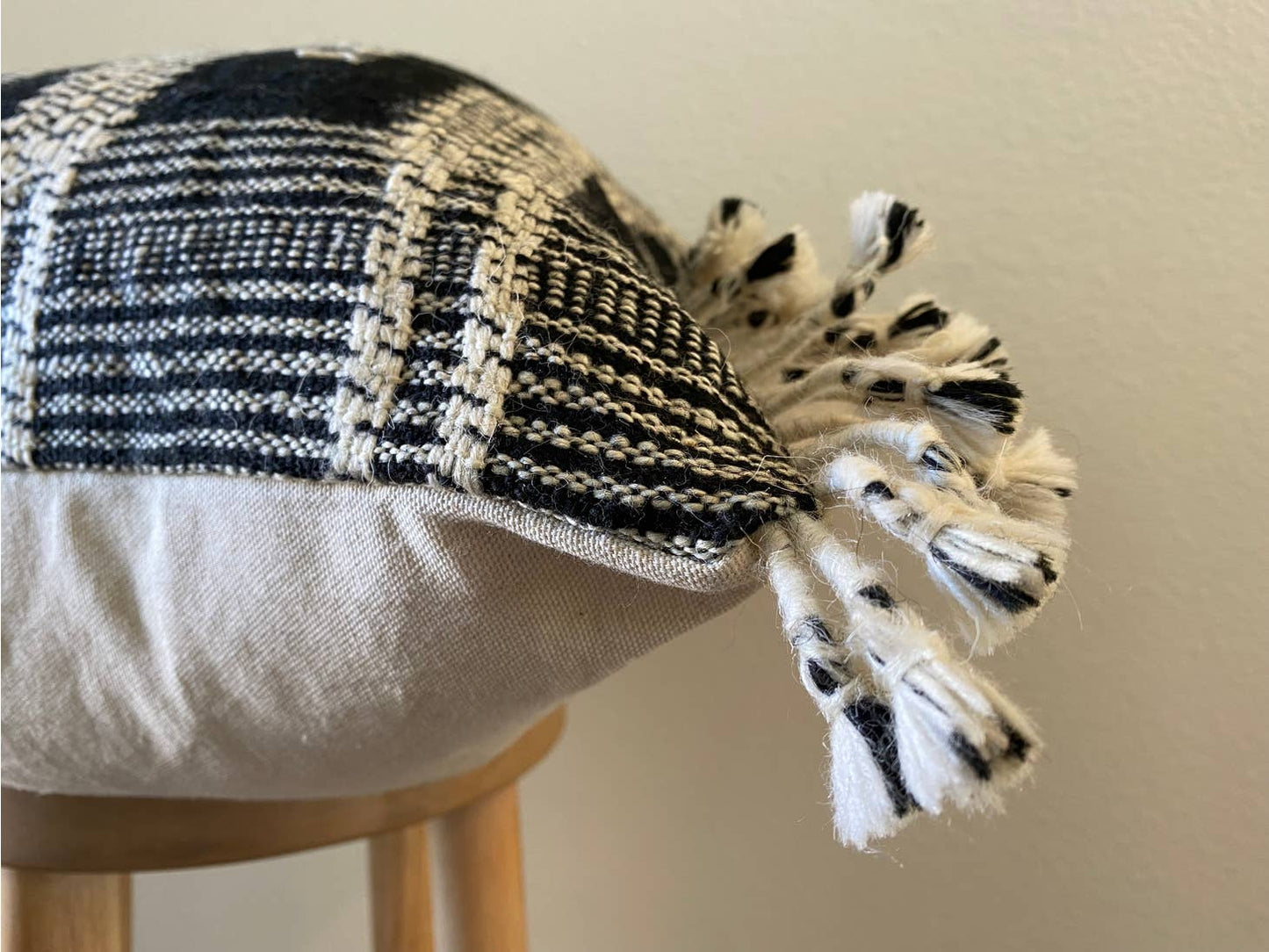 Gia 20" square lumbar pillow designed in California and hand woven in India.