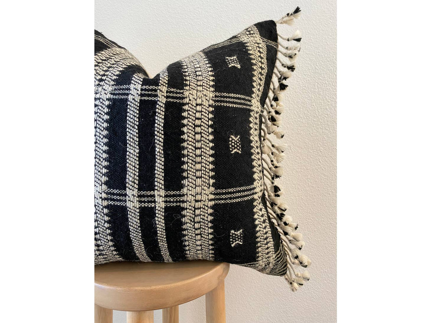 Gia 20" square lumbar pillow designed in California and hand woven in India.