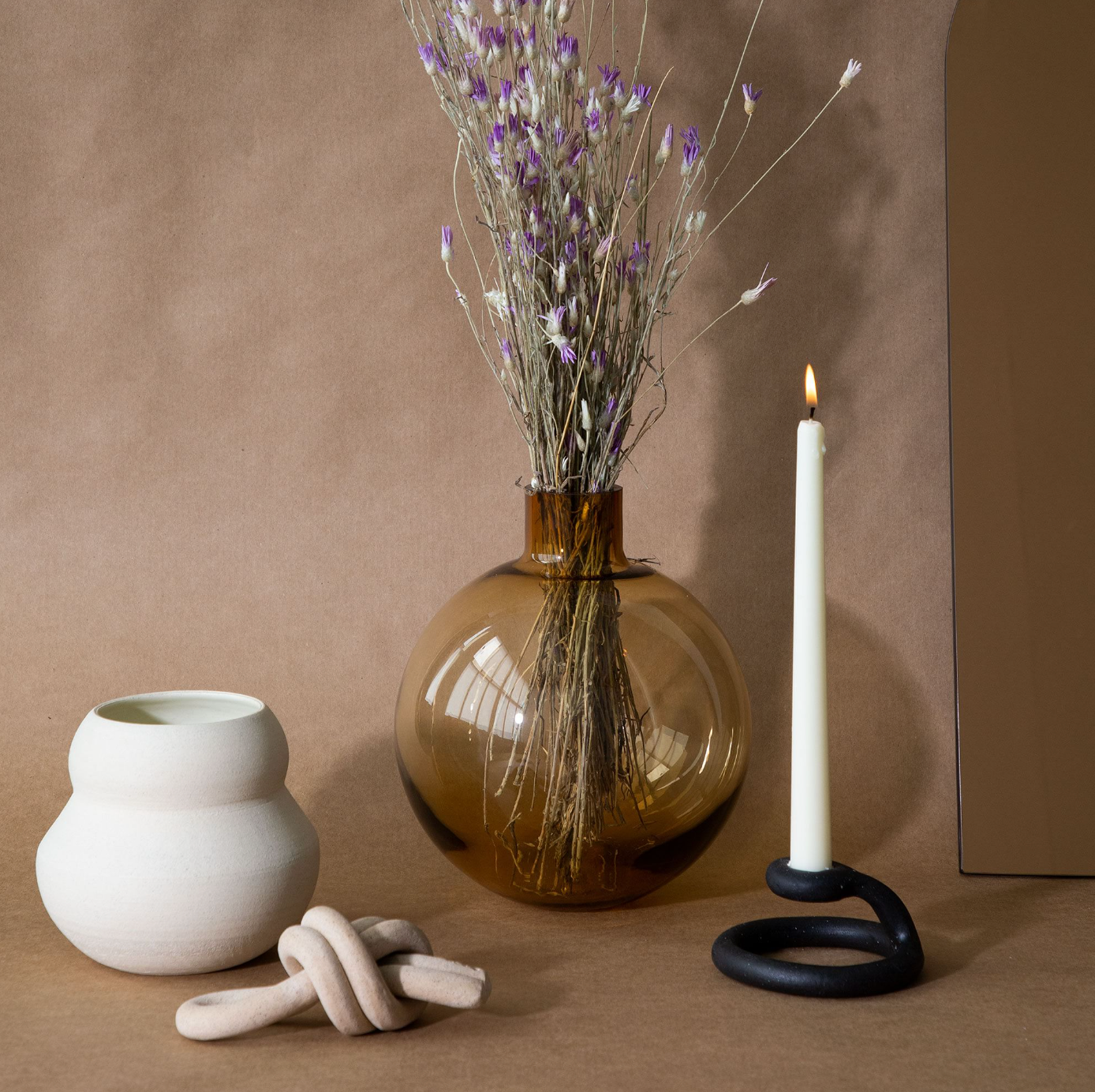 Virginia Sin coil built Uni candlestick helps you light up your life with something other than your dance partner. Handmade in Brooklyn, NY.