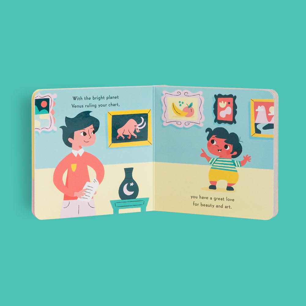 With rhyming text and adorable art, Little Zodiac Board Books are a sweet and starry-eyed series of board books with one book for each astrological sign. This cute and colorful board book series offers a sweet and accessible introduction to a baby's first horoscope! taurus
