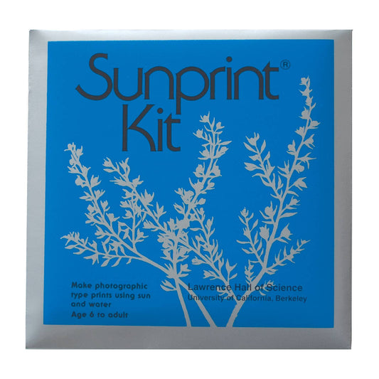 Art & science for the curious! Sunprint kits encourage an interest in the photographic process using only sun, water, and a bit of imagination. Just place this light sensitive paper in the sun and you can capture the image of whatever you place on it.