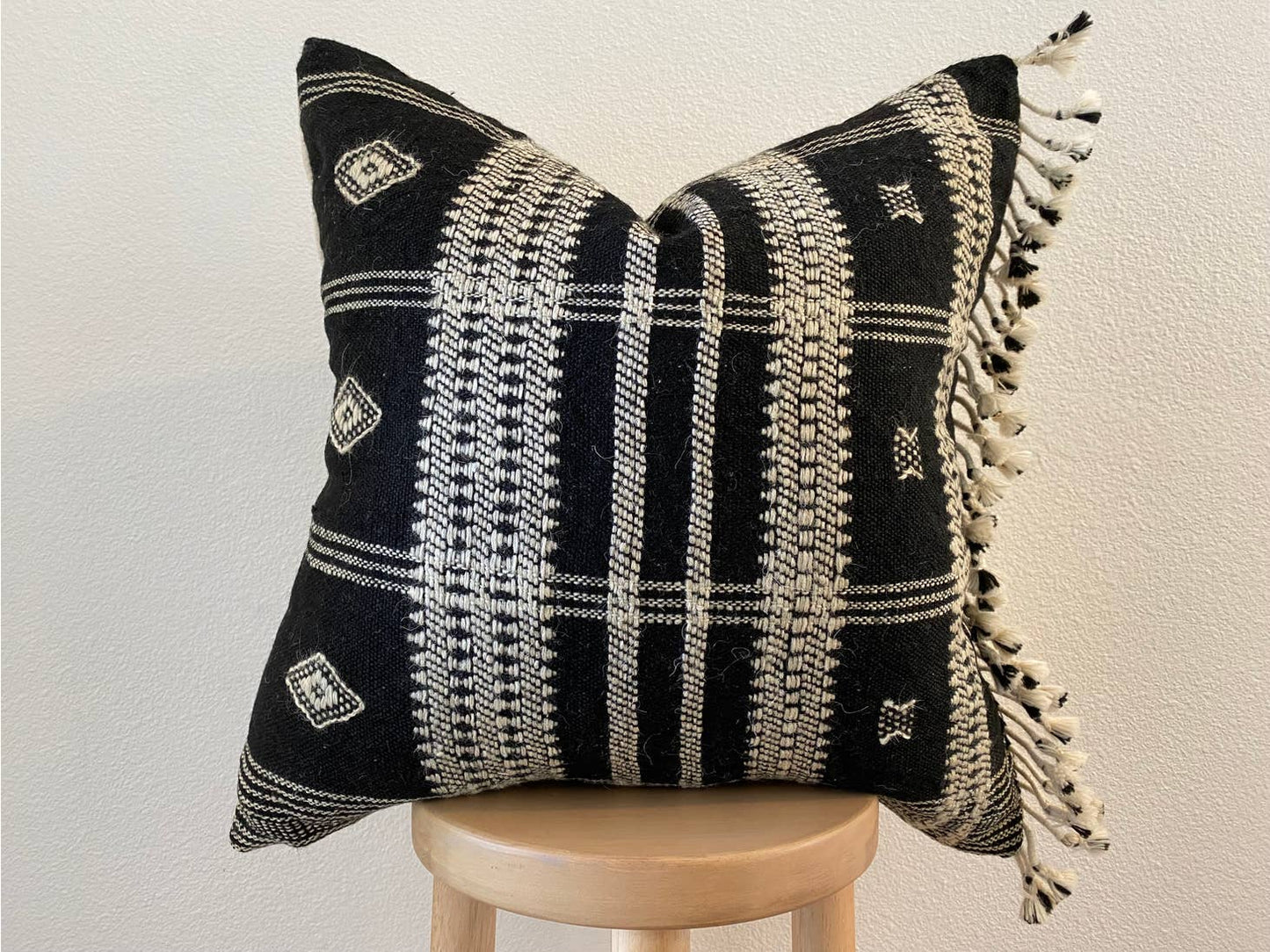 Gia 20" square lumbar pillow designed in California and hand woven in India.
