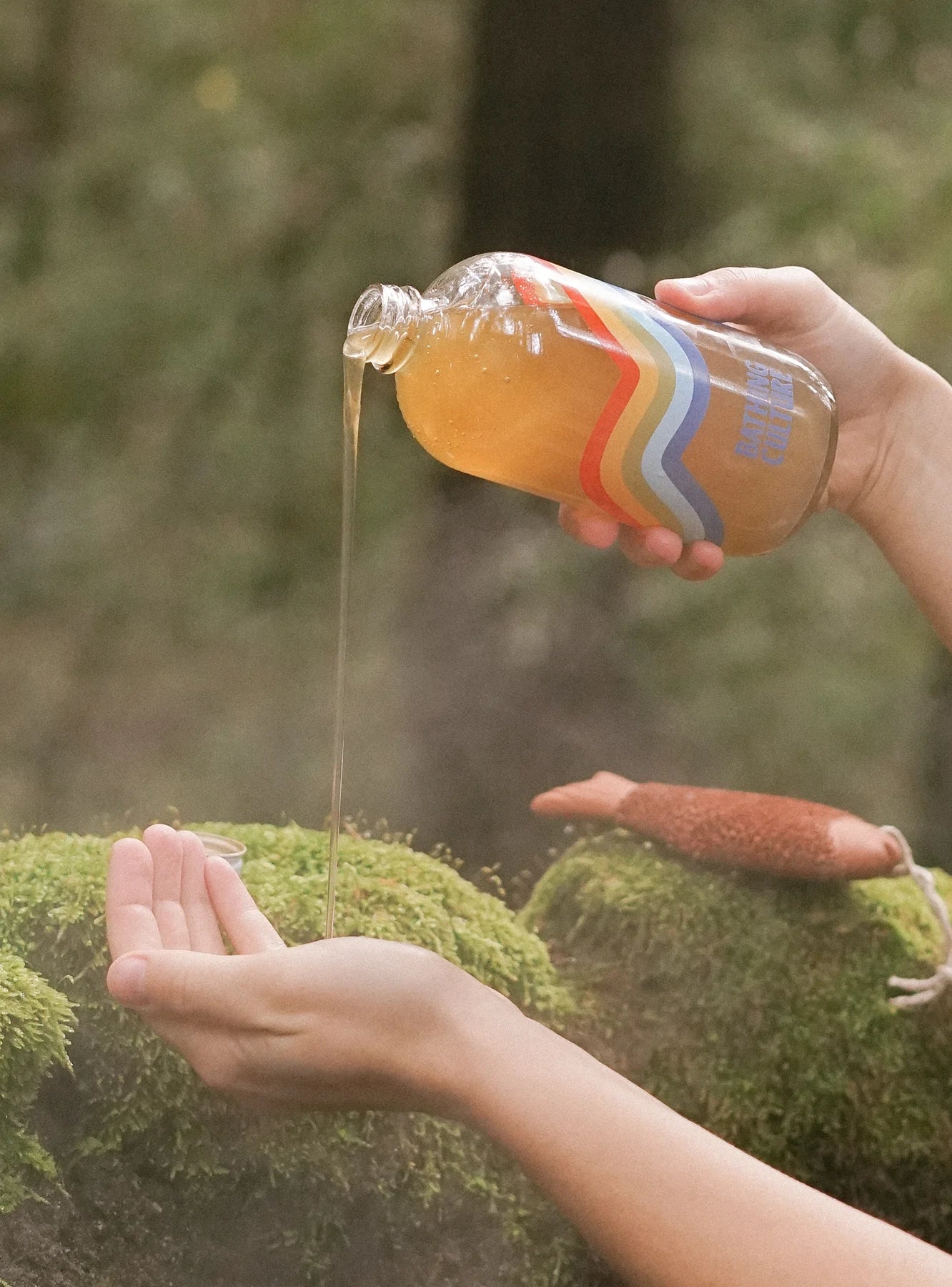 Mind & body wash by bathing culture / Respect yourself with naturally radical, certified-organic, all-purpose soap in a refillable rainbow glass bottle. One small dab of this concentrated formula will lather liberally - Use in the shower or bath to cleanse. Cathedral Grove Scent - transports you to the Redwood canopies of Northern California