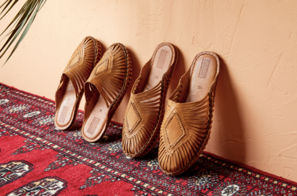 Women's natural leather diamond slides by mohinders, made by hand in athani, india by master shoemakers