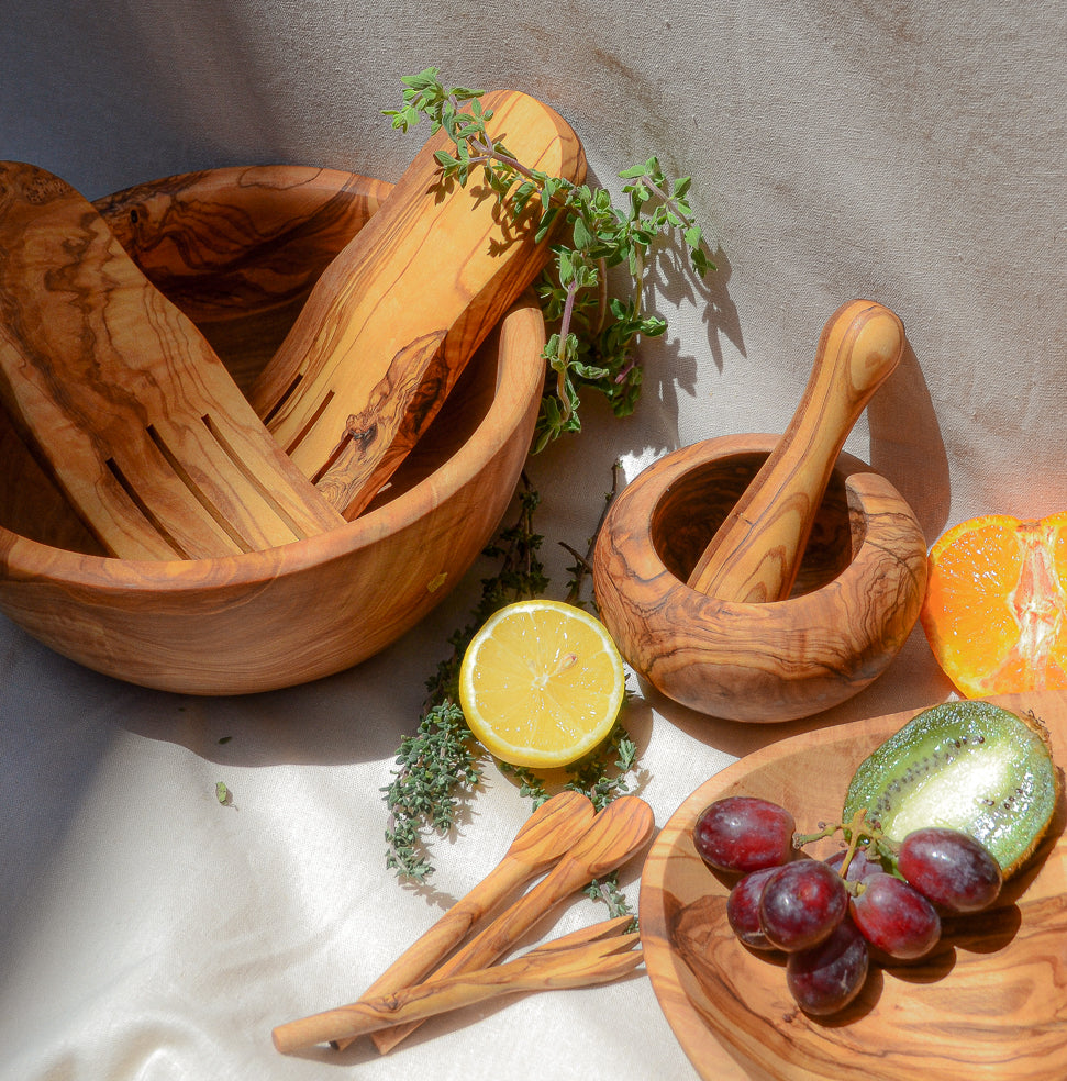 Made by hand in Tunisia with olive trees that had finished producing olives. Cute mini forks can stab, grab and pick up any tasty snack. Perfect for olives, cheese, fruits and more!