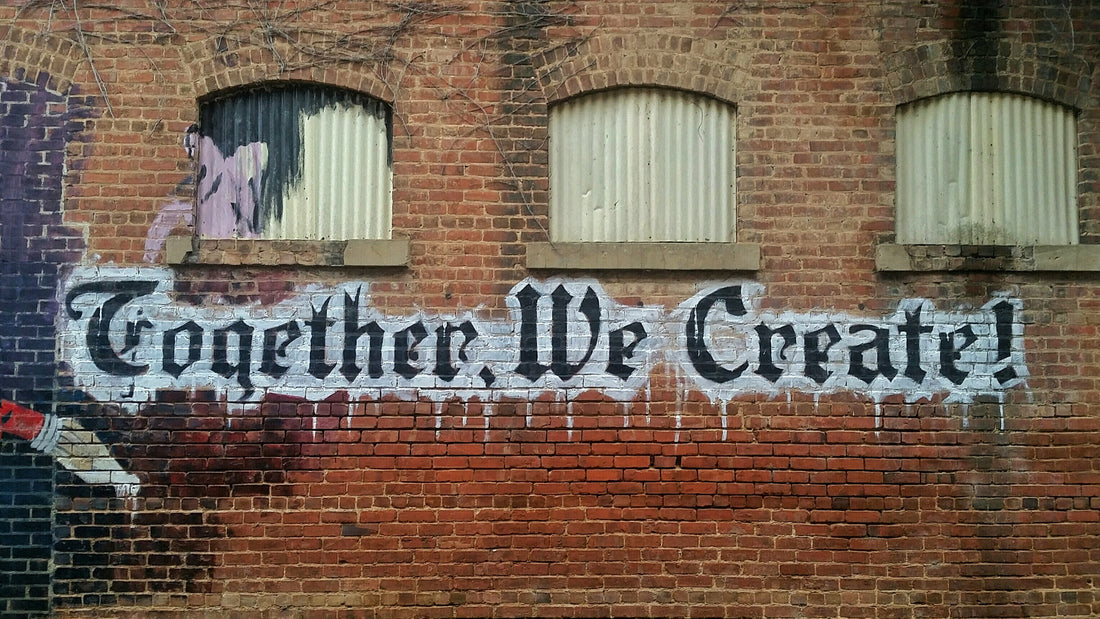 Together We Create Graffiti on Brick Building | Thread Spun Mutual Aid Fundraising