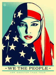 Thread Spun honors women and refugees with this Shepard Fairey poster of a Muslim American woman.