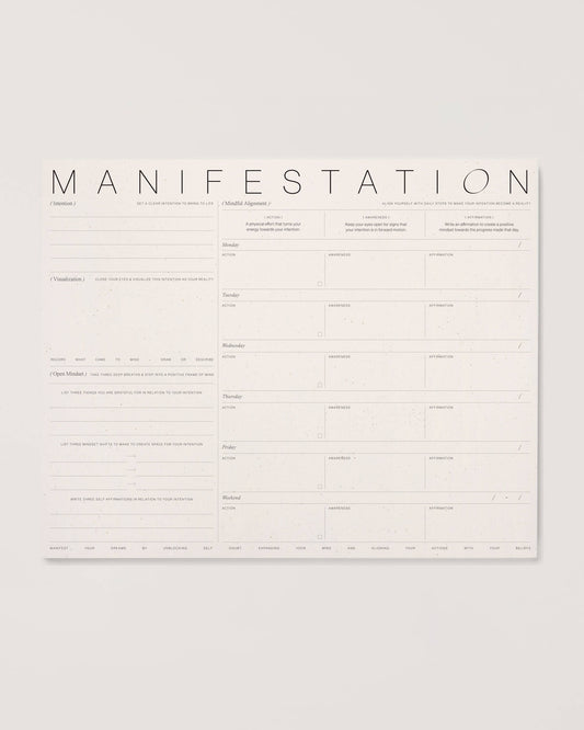 Through a guided series of prompts, the Manifestation Pad serves as a cross between a journal and a planner and walks you through the process of expanding your mind to new possibilities that are already in store for you.