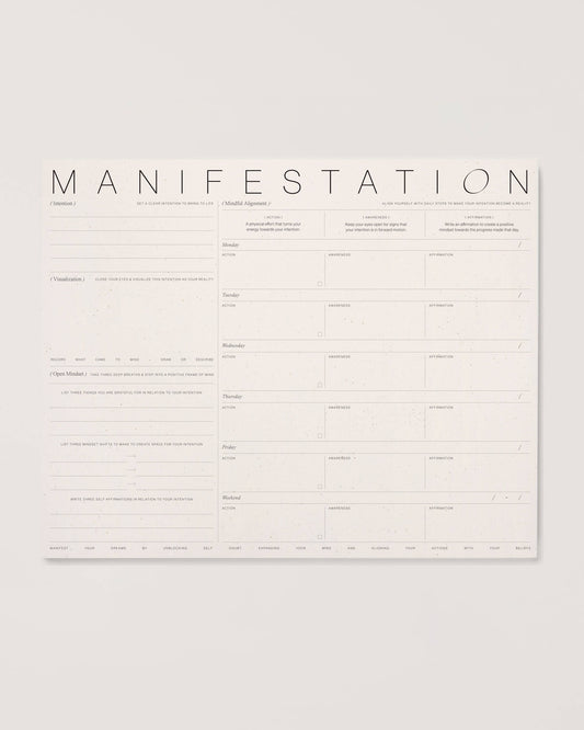 Through a guided series of prompts, the Manifestation Pad serves as a cross between a journal and a planner and walks you through the process of expanding your mind to new possibilities that are already in store for you.