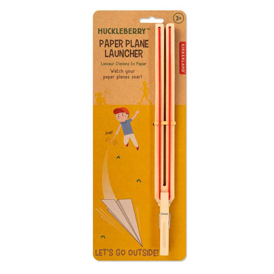 FSC birch wood paper plane launcher that makes a great stocking stuffer