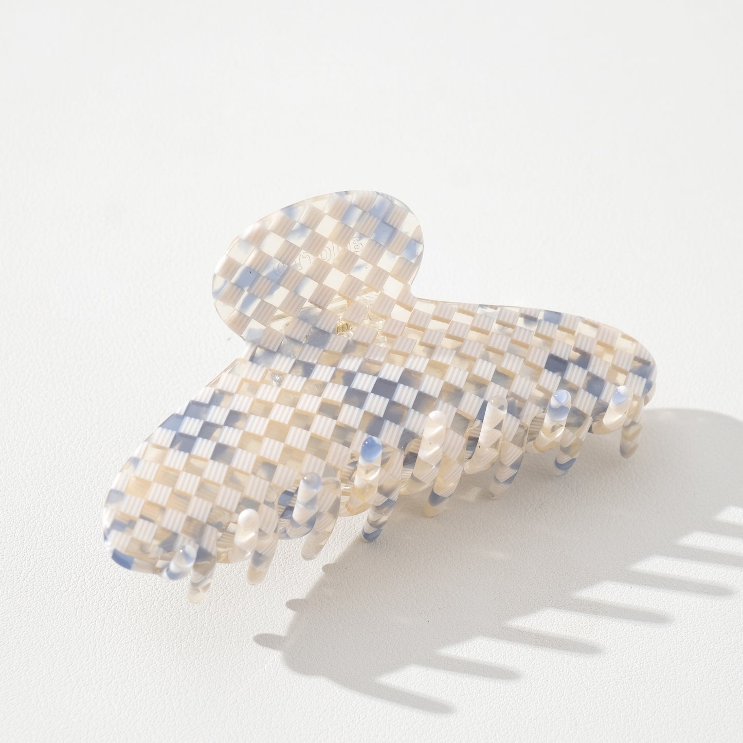 Large Blue Checker Claw Clip