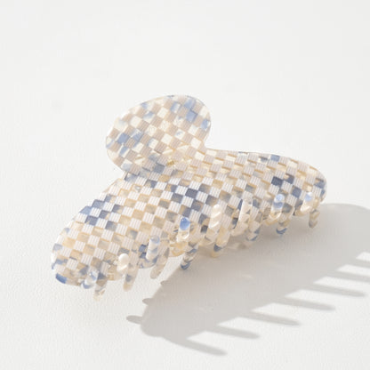 Large Blue Checker Claw Clip