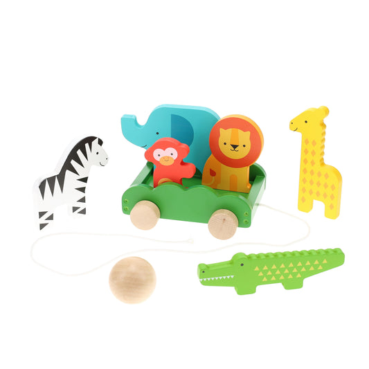 A wild take on a classic game, this Safari Animals Wooden Bowling set from Petit Collage gets the ball rolling on active play! Perfect for ages 18mo+, the set is made using responsibly sourced wood and encourages the development of hand-eye coordination and gross and fine motor skills.