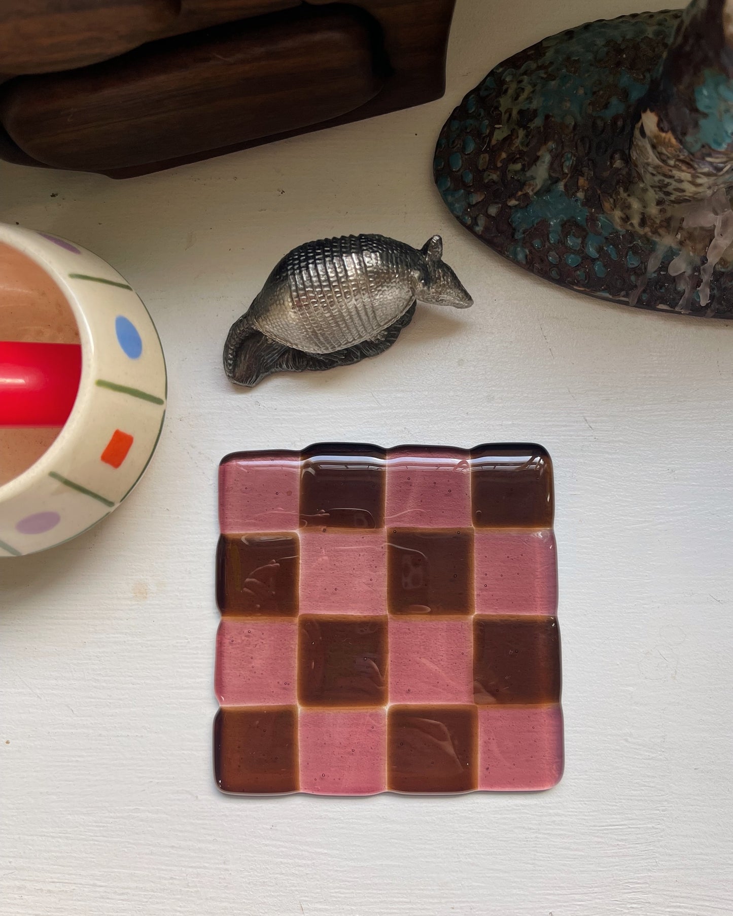 Glass Checker Coaster