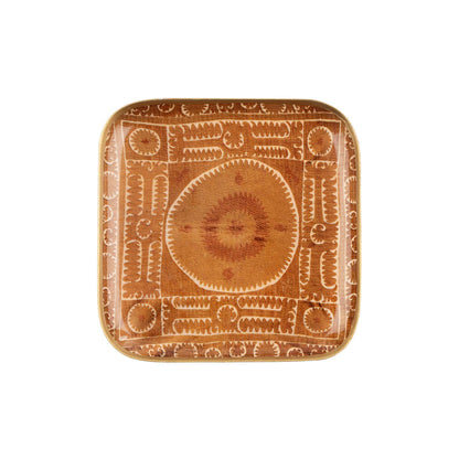 Featuring a bold rusty orange backdrop adorned with vintage-inspired Suzani patterns, these serving trays are ideal for adding both style and utility to your space.