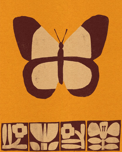 “Butterfly & Blooms” by Anisa Makhoul is a bold, minimal folk art print celebrating transformation, nature, and handmade design. 8x10" Giclee print