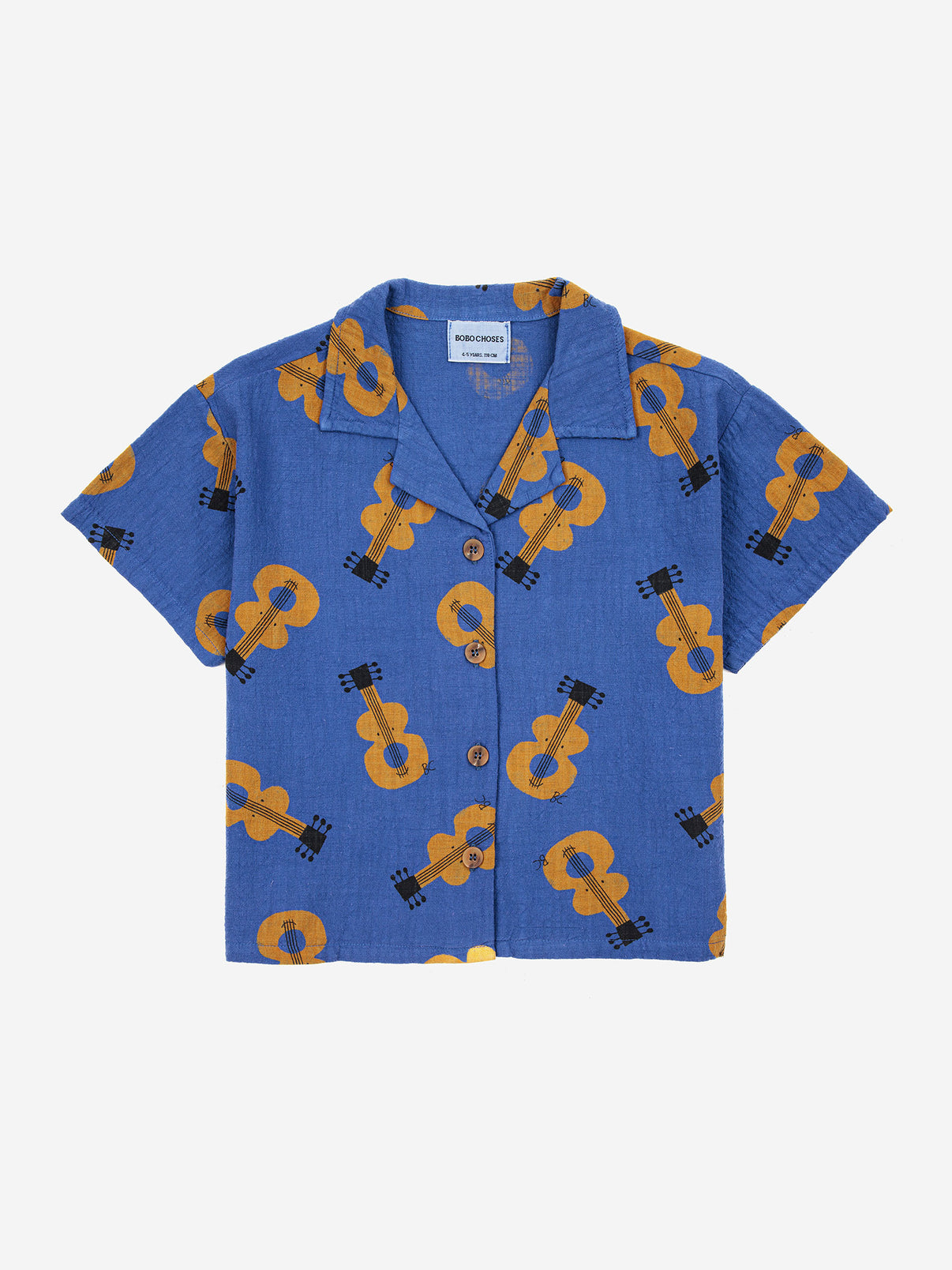 Bobo Choses Acoustic Guitar All Over Woven Button Up Shirt. 
