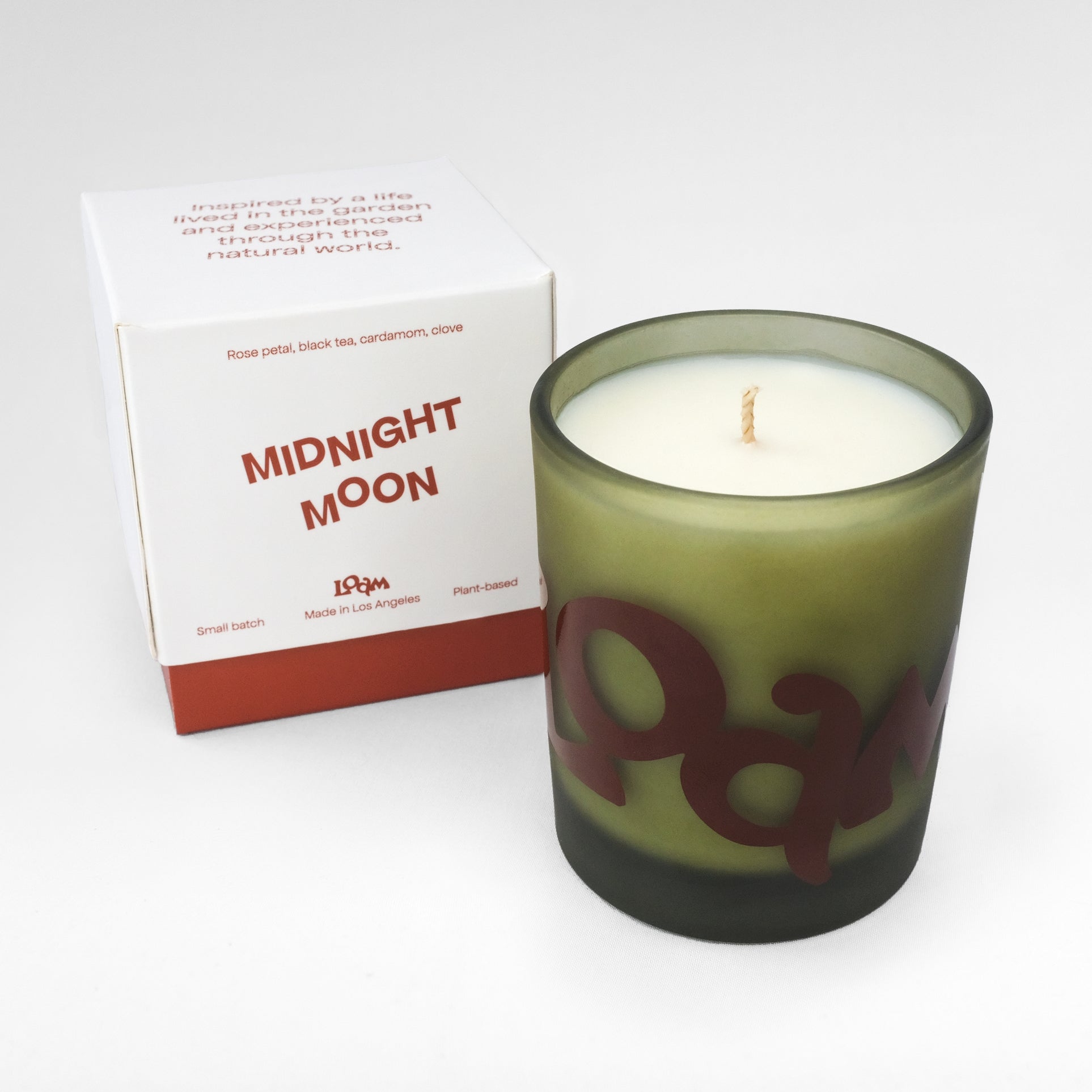 Aromatic cardamom and clove, musky patchouli and oud, and hints of rose make Midnight Moon a scent built for illuminating the long hours of the night. Every candle is crafted in small batches with coconut soy wax and 100% cotton wicks.