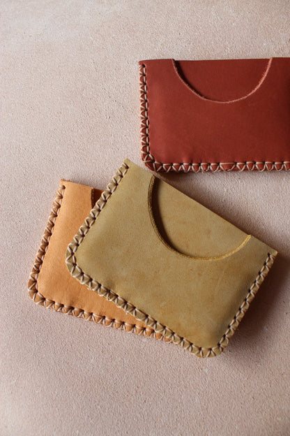mini leather wallet card holder handmade olive n suede
