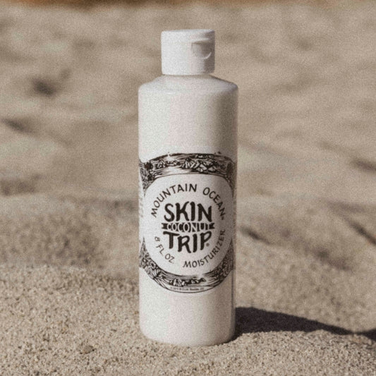 Experience the magic of Skin Trip, the iconic coconut moisturizer from Mountain Ocean. Imagine coconut in a bottle—vacation in a jar. Perfect for after the sun, a shower, or shaving—Skin Trip is your go-to for anytime, anywhere hydration.