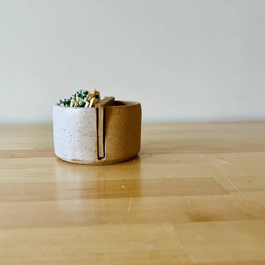 hands on ceramics / Handmade ceramic match stick holder plus you can strike matches on the unglazed part. Makes the perfect little gift!