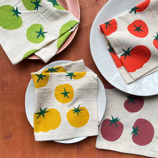 Hand Printed Tomato Napkins 