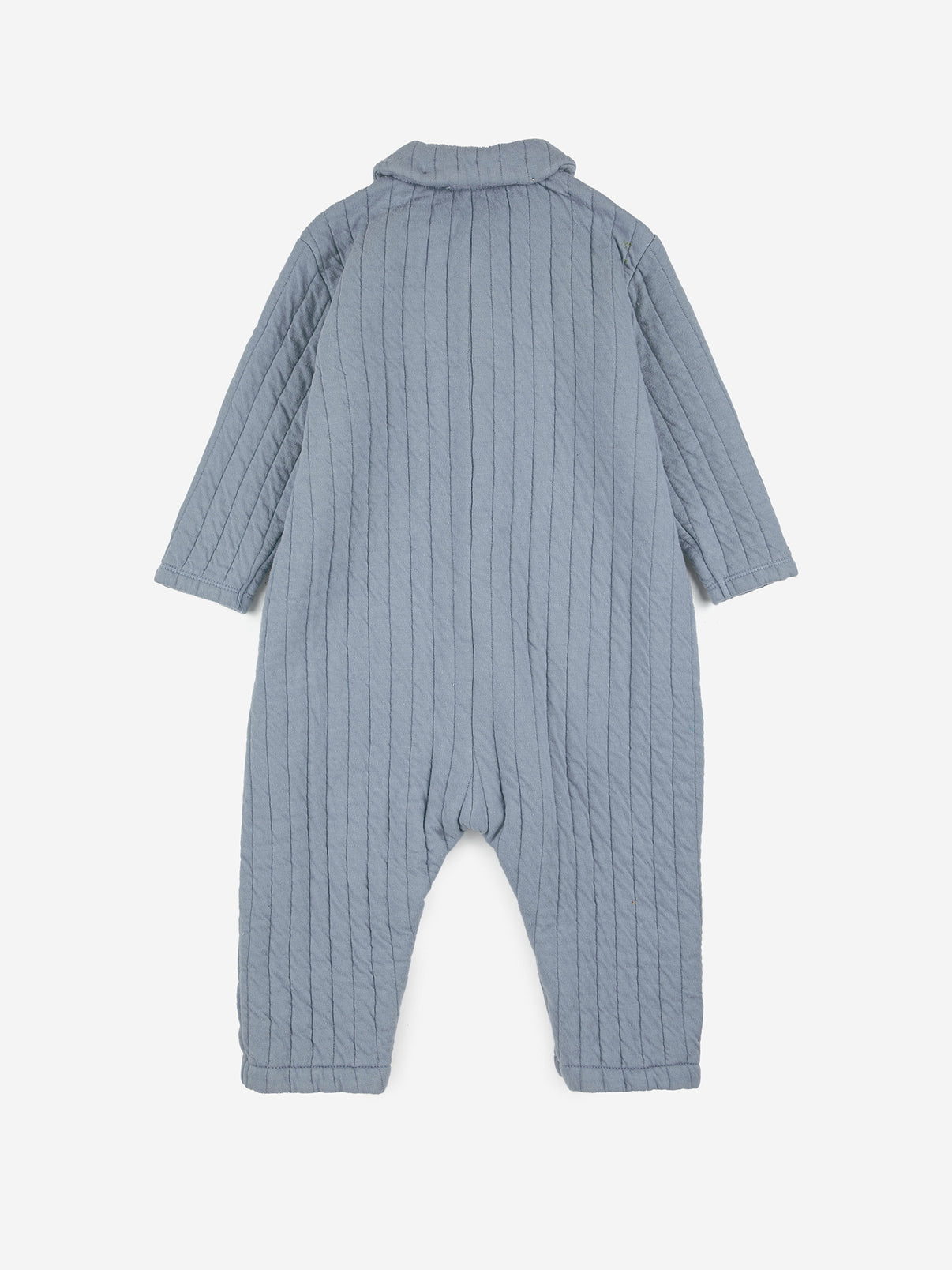 Bobo Choses Baby Quilted Overalls - 78% cotton 22% polyester blue overall. Designed with spread collar, front snap fastening, crotch snap fastening, patch and patch pocket. It has a relaxed fit. Made in Portugal.'