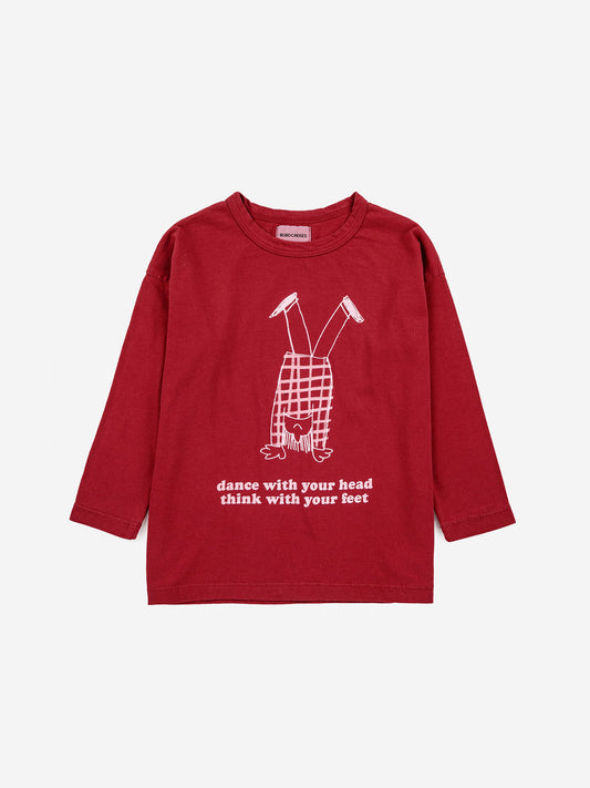 Headstand Child long sleeve t-shirt by Bobo Choses! 100% organic cotton burgundy red long sleeve t-shirt. Designed with long sleeves and round neck. It has a loose fit. Made in Spain.