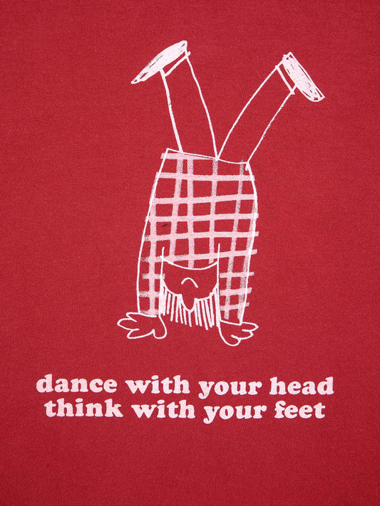 Headstand Child long sleeve t-shirt by Bobo Choses! 100% organic cotton burgundy red long sleeve t-shirt. Designed with long sleeves and round neck. It has a loose fit. Made in Spain.