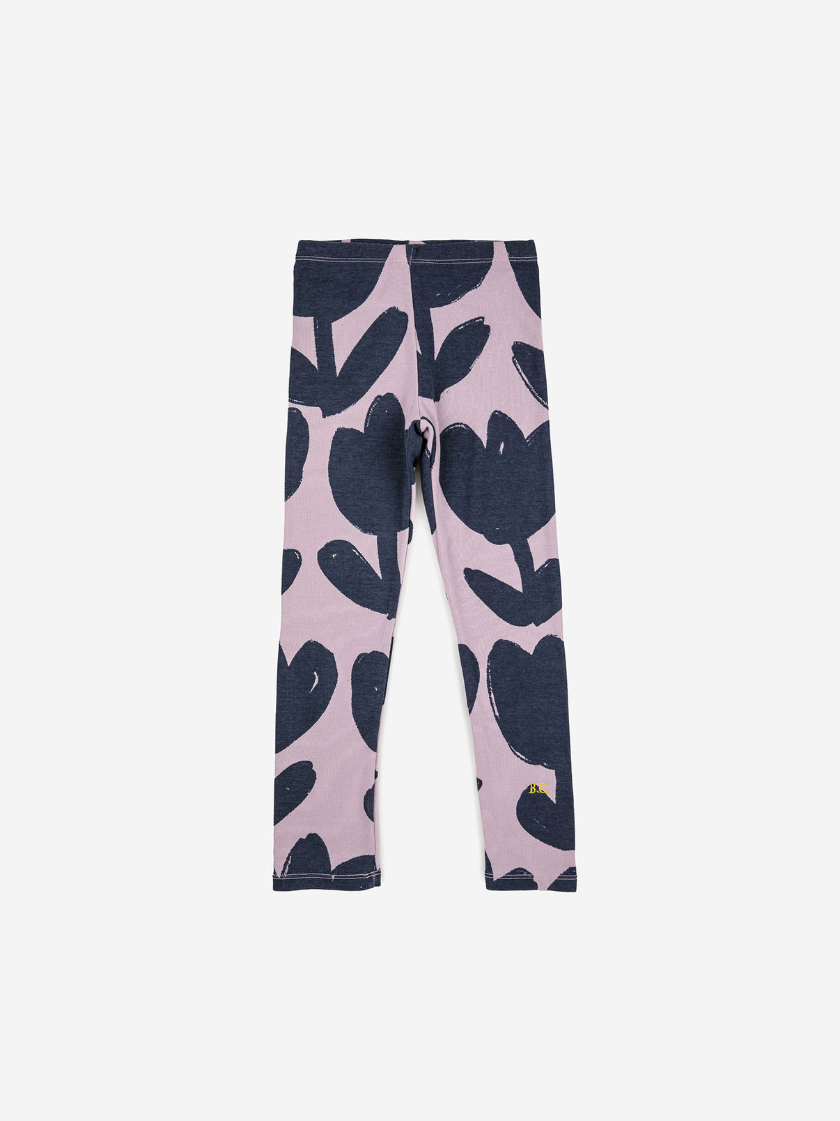 Retro Flowers Leggings by Bobo Choses. 95% organic cotton 5% elastane lavender leggings. Designed with elasticated waistband, regular and ankle length. It has a skinny fit. Made ethically and sustainably in Spain by Bobo Choses.