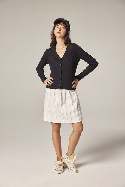 AMENTE V Neck Rib Cardigan