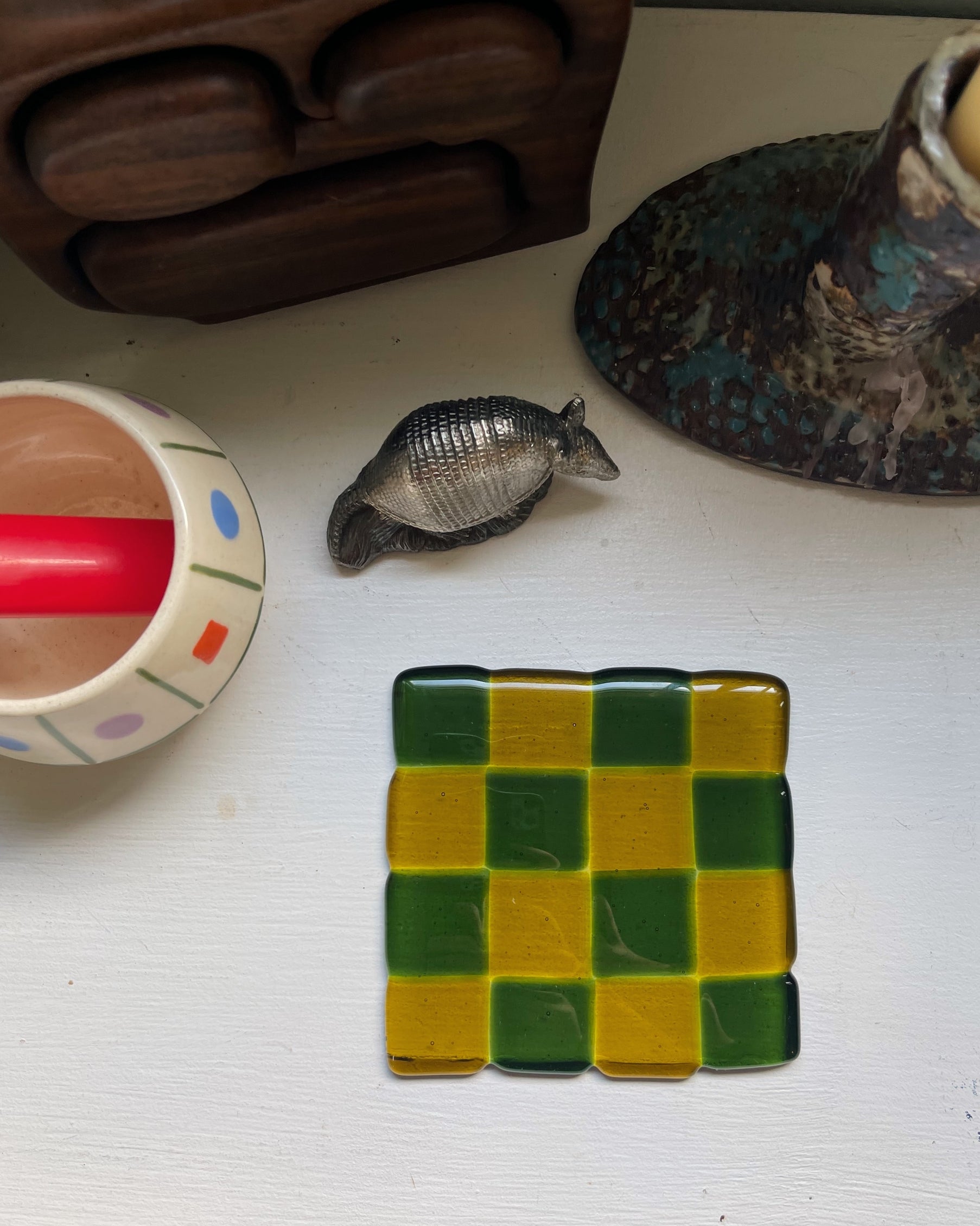 chelbie hunger Glass Checker Coaster